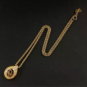 Vintage Christian Dior Logo Gold Plated Necklace